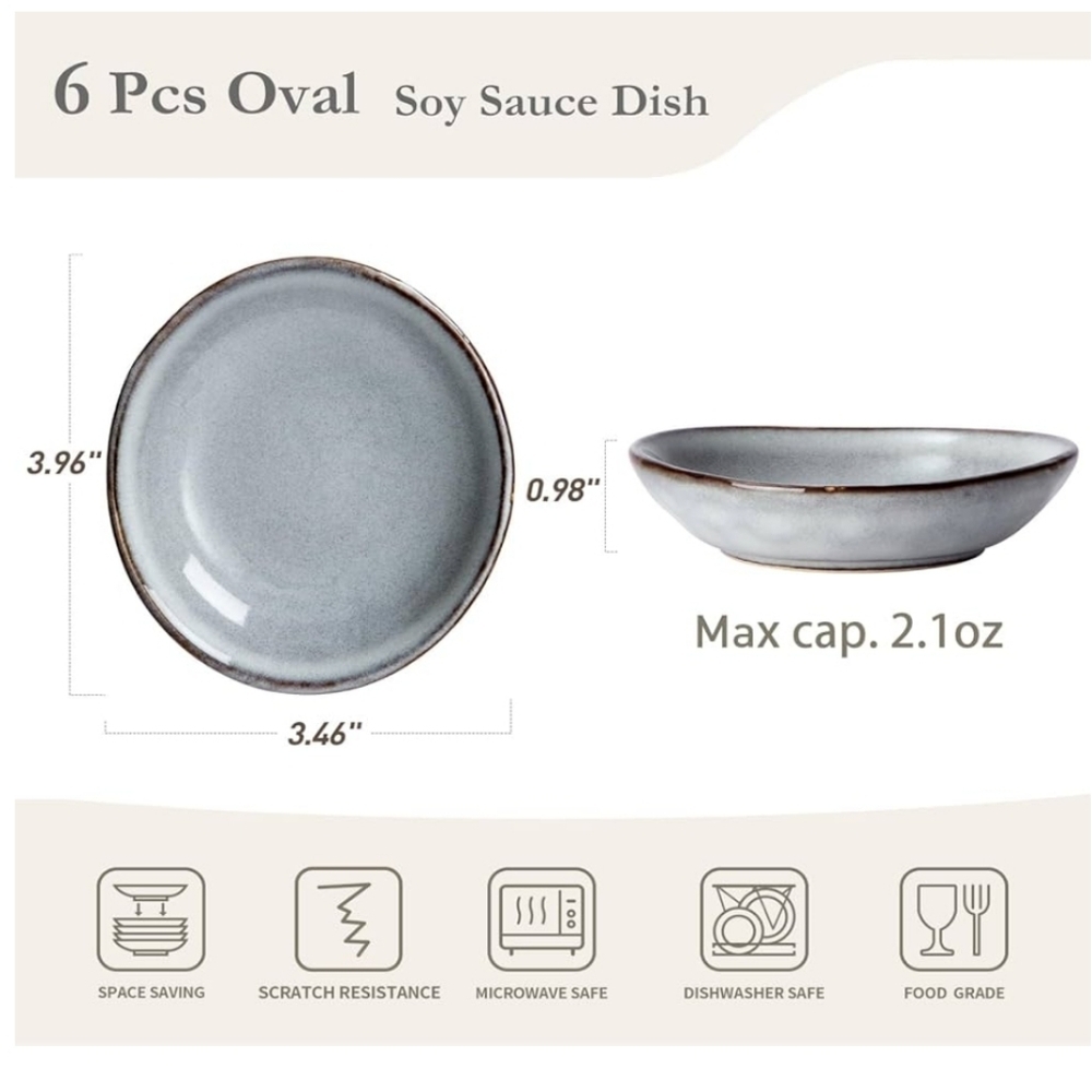 Set of Gray Ceramic Dipping Bowls New - Picture 4 of 16